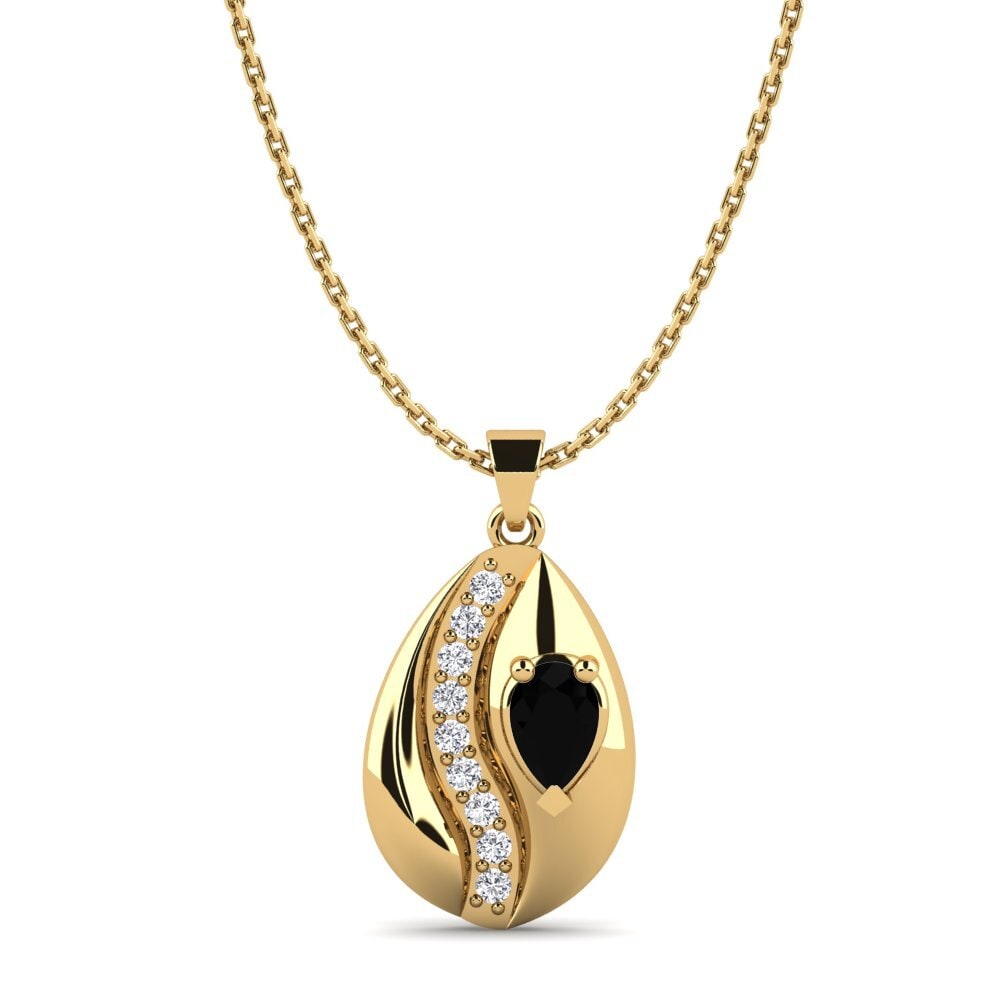 Pear Black Sapphire Women's Pendant Grechena