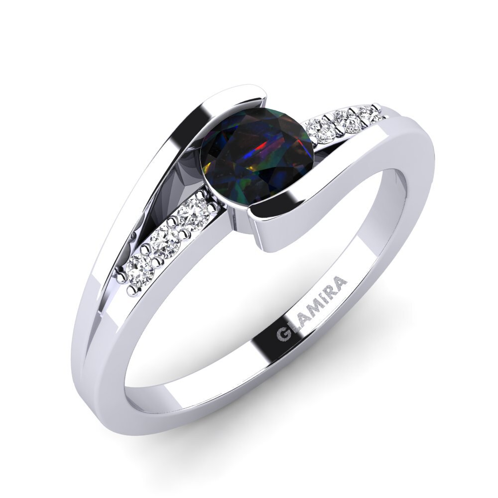 Black Opal Engagement Ring Gredel