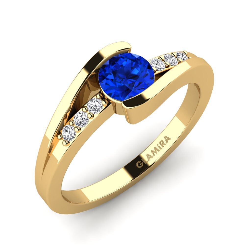 18ct Yellow Gold Sapphire (Lab Created) Engagement Ring Gredel