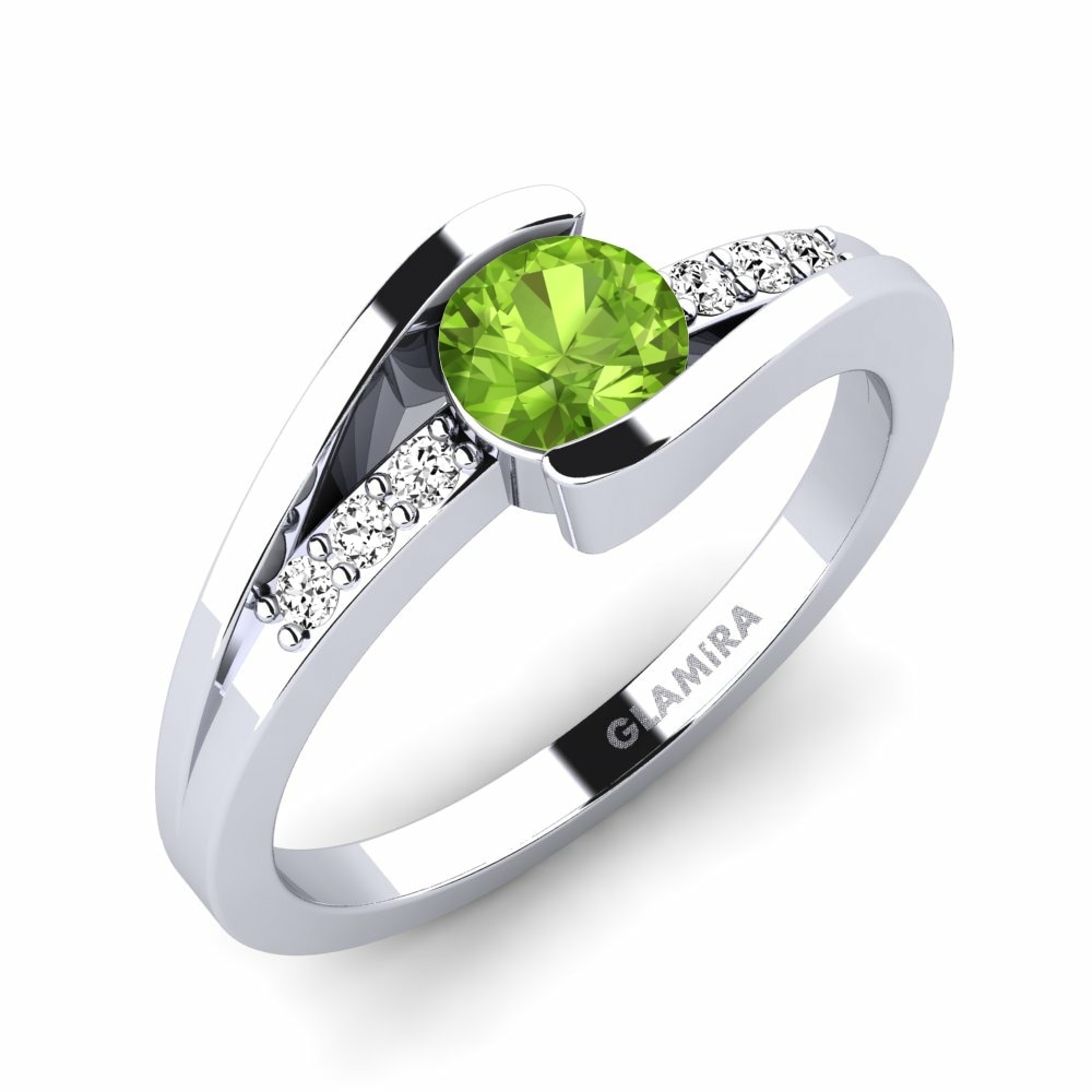 Side-Stone Peridot Engagement Ring Gredel
