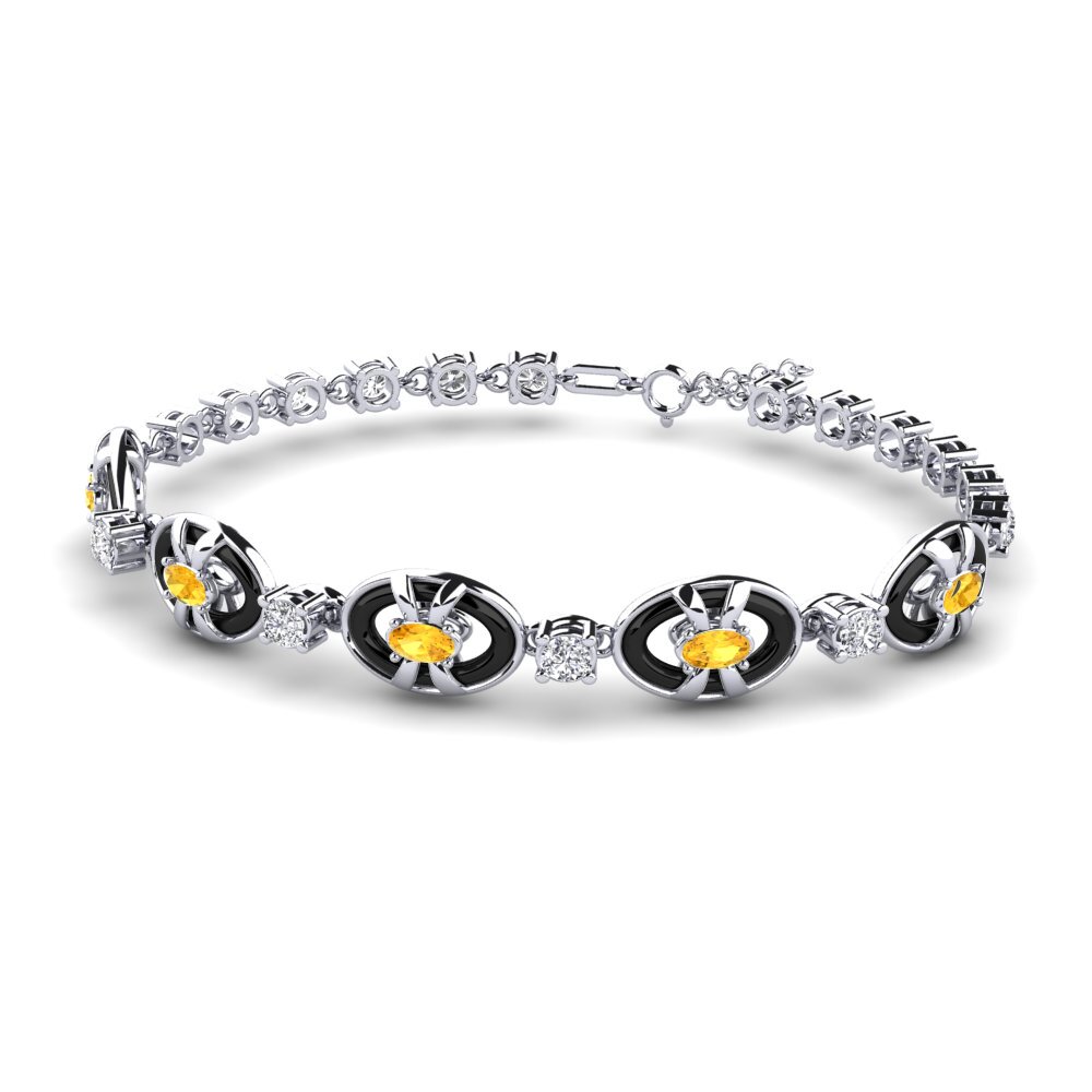 White Silver Citrine Women's Bracelet Greening