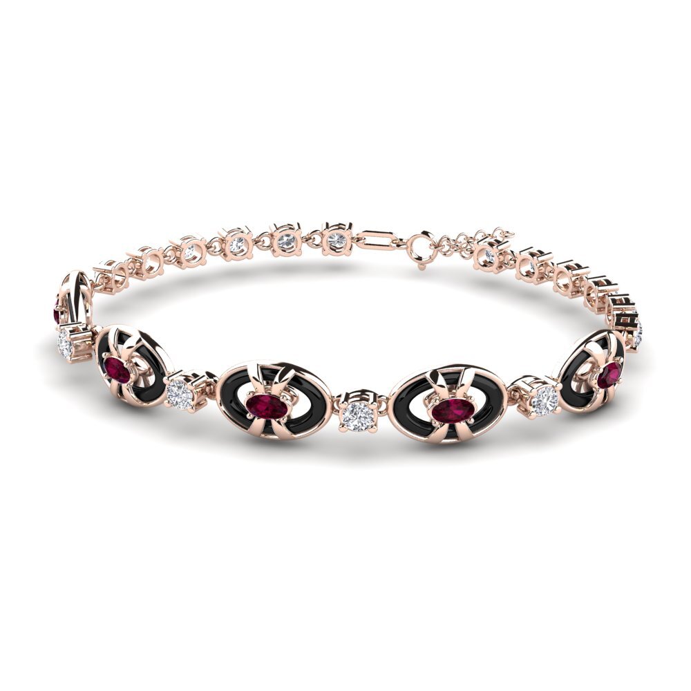 14K Rose Gold Rhodolite Garnet Bracelet Greening