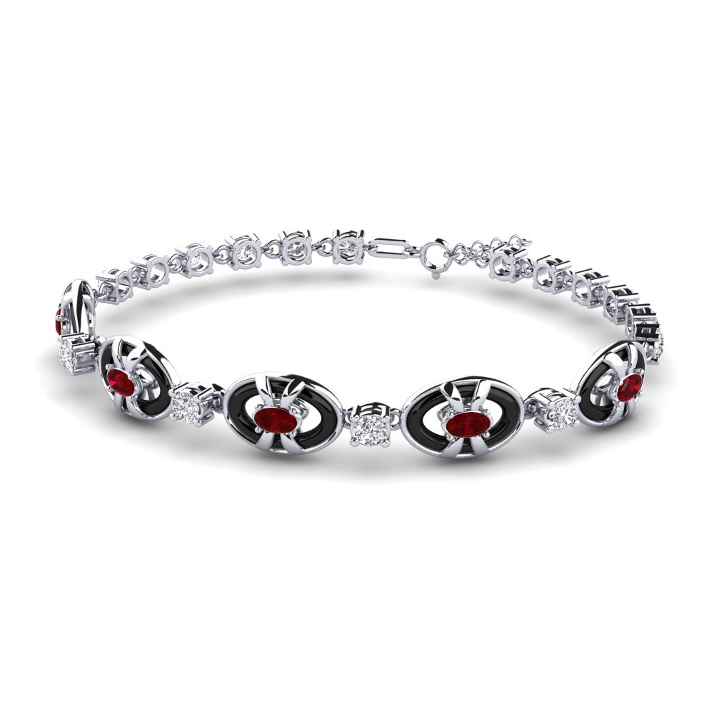 950 Palladium Red Zirconia Women's Bracelet Greening