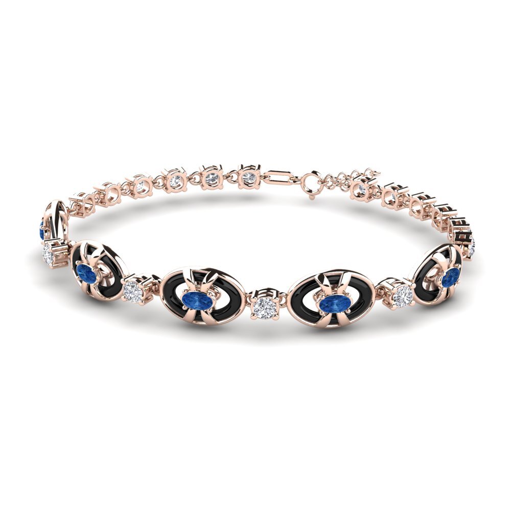 14K Rose Gold Dark Blue Zirconia Bracelet Greening