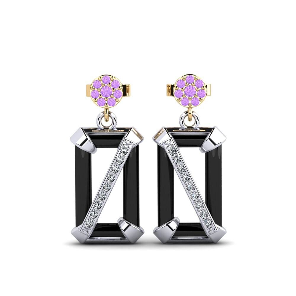 14ct White & Yellow Gold Amethyst Women's Earring Gregory