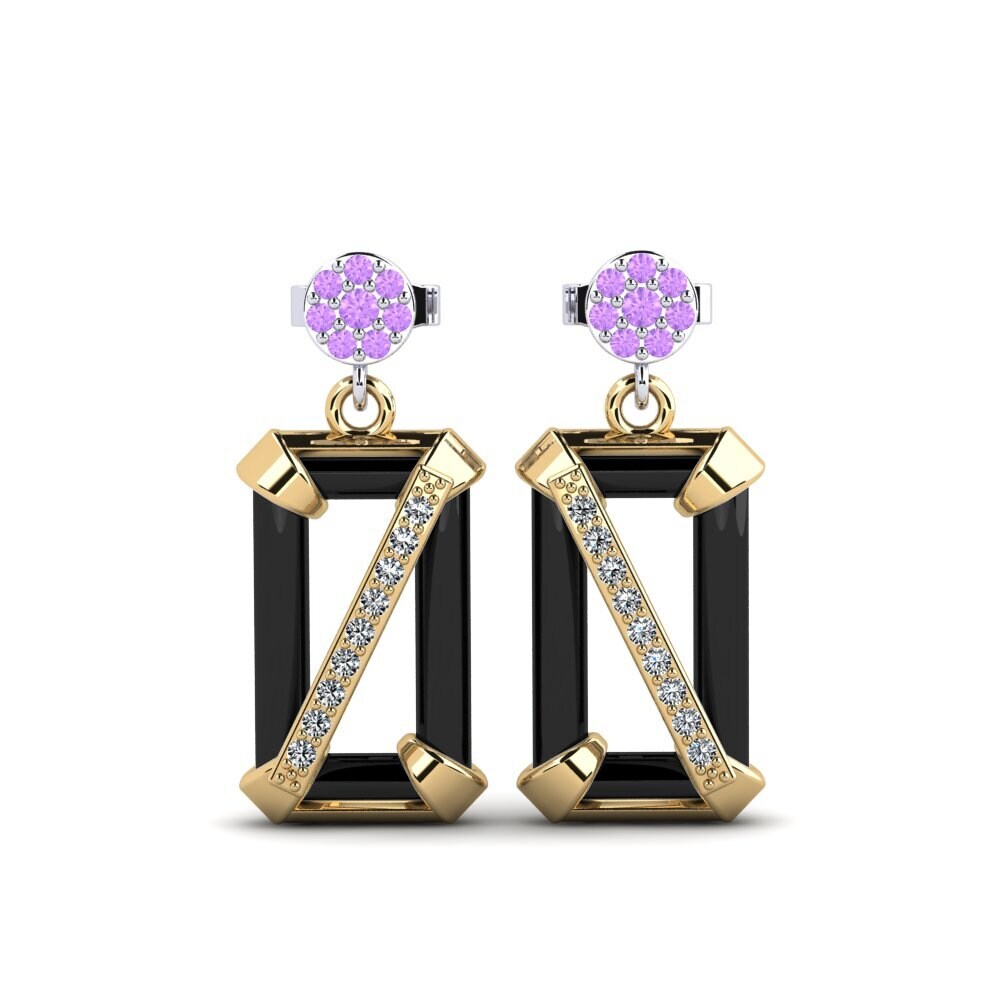 9ct Yellow & White Gold Amethyst Women's Earring Gregory