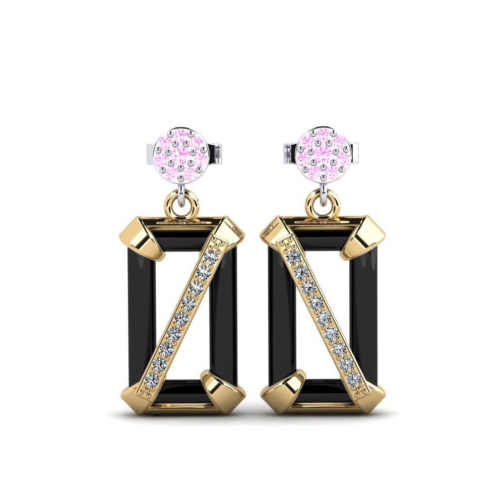 14ct Yellow & White Gold Pink Sapphire Women's Earring Gregory