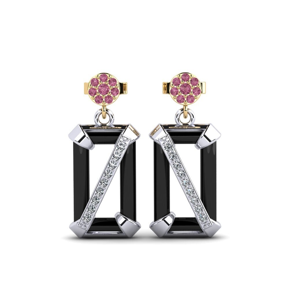 14ct White & Yellow Gold Rhodolite Garnet Women's Earring Gregory