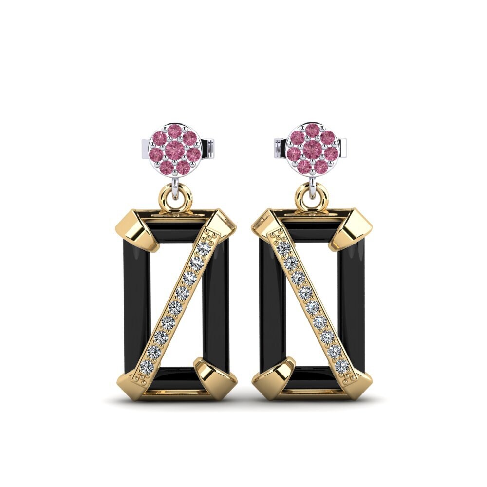 18ct Yellow & White Gold Rhodolite Garnet Women's Earring Gregory