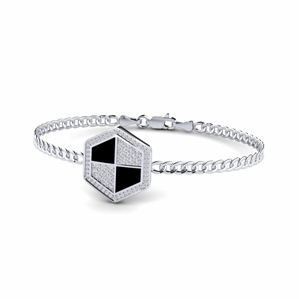 Chain Men's Bracelets Greninja 585 White Gold Diamond