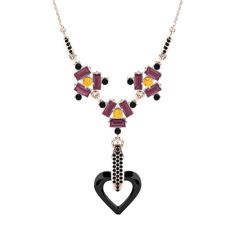 9ct Rose Gold Citrine Women's Necklace Gresa