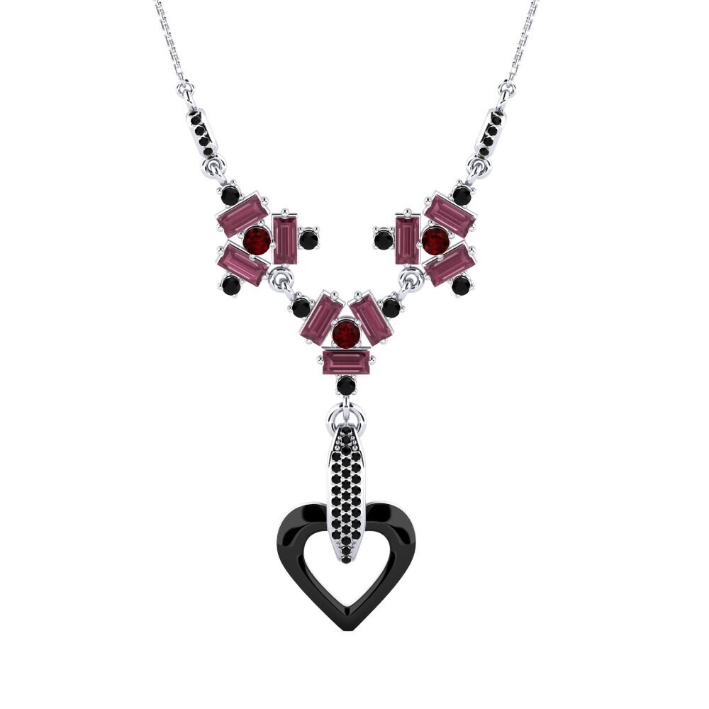 950 Platinum Garnet Women's Necklace Gresa