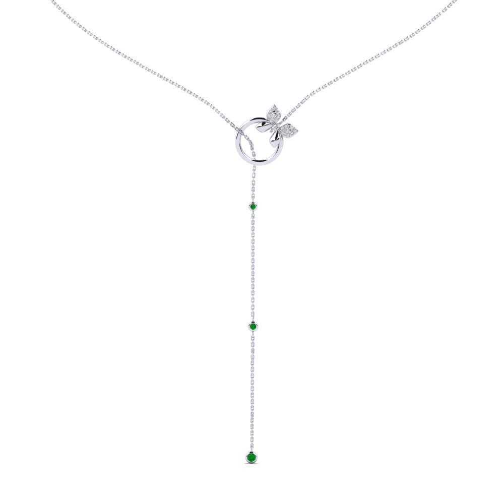 925 Silver Emerald Women's Necklace Gretaoto
