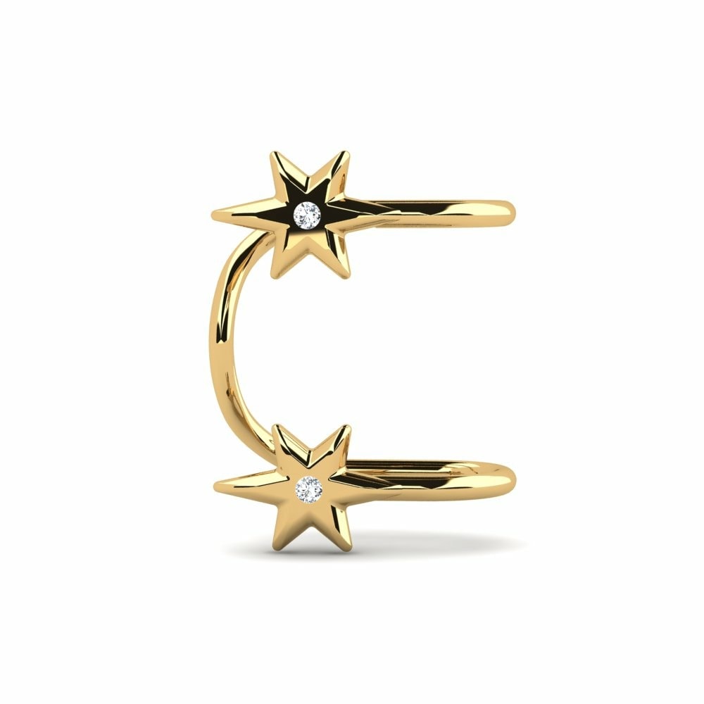 Brazalete de oreja Ear Cuffs Pendientes Gretcha Oro Amarillo 375 Cristal de Swarovski