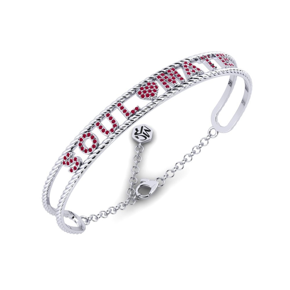 White Silver Ruby Women's Bracelet Gribbio