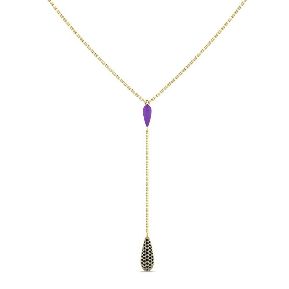 Dây chuyền Vàng 9K black-onyx Lariat
