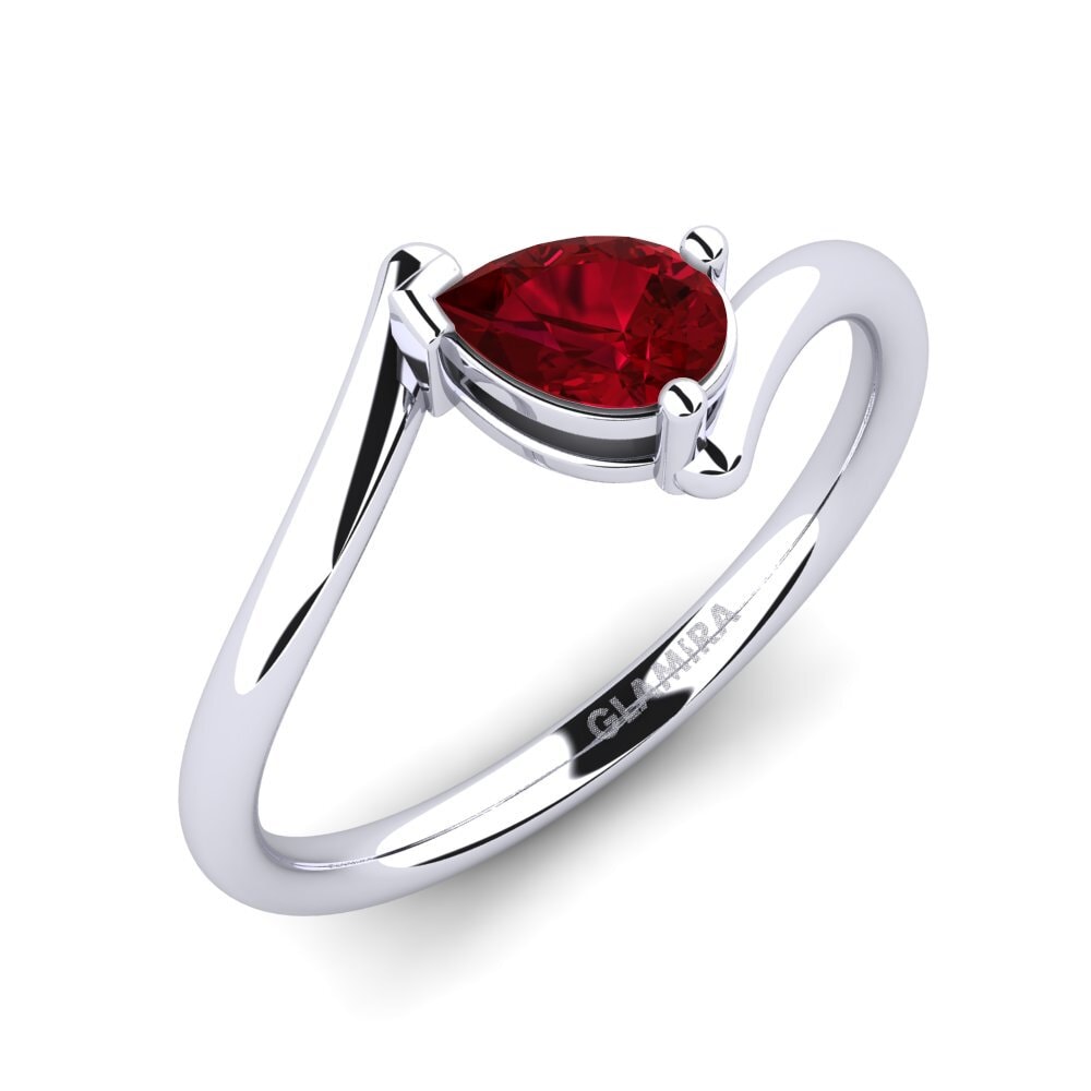 Red Zirconia Engagement Ring Gris