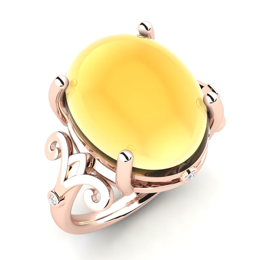 18ct Rose Gold Cabochon Citrine Ring Griseldis