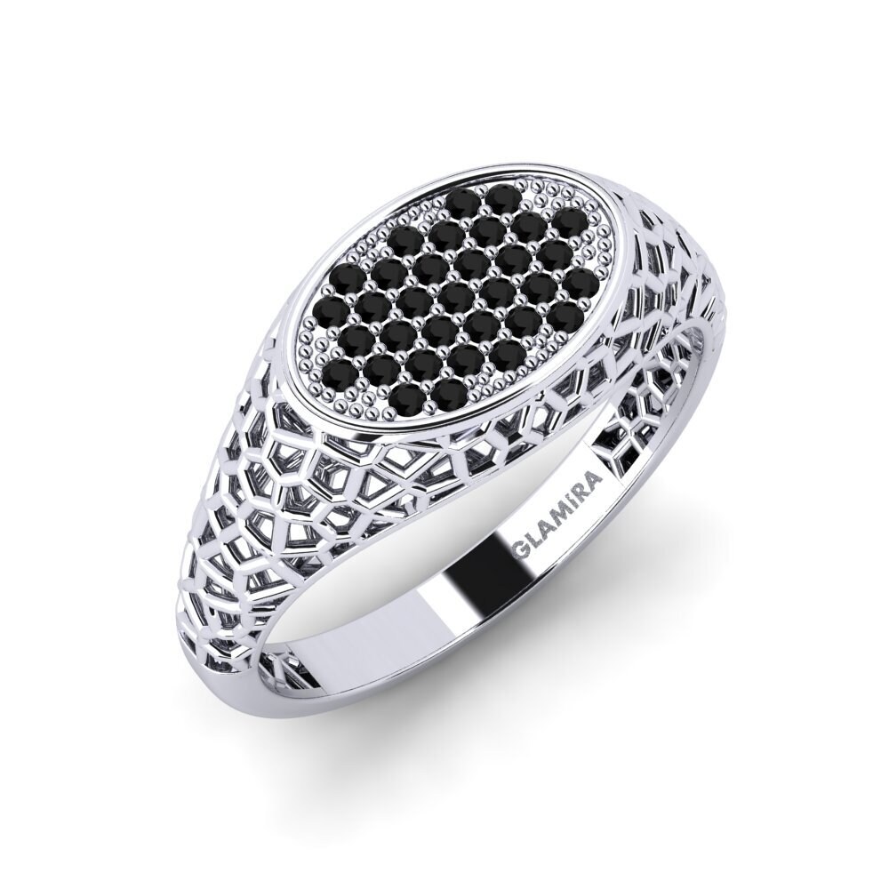 Zafiro negro Anillo de Hombre Growlithe