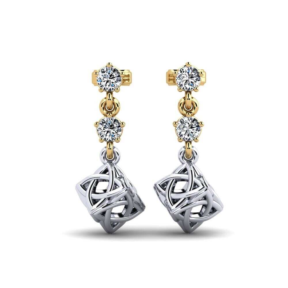 14k Oro Amarillo & Blanco Pendiente de mujer Grummer