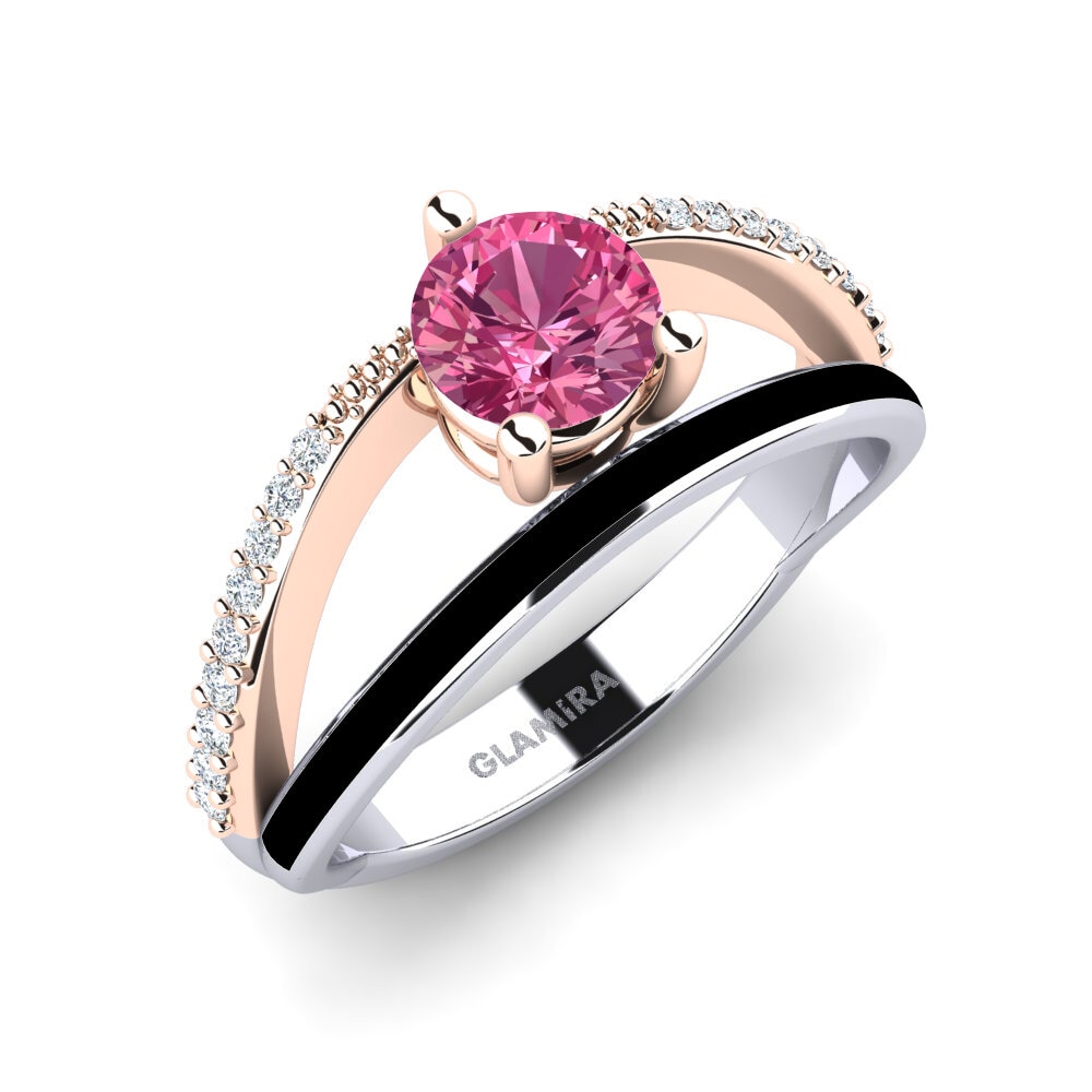 14ct White & Rose Gold Pink Tourmaline Ring Gryn