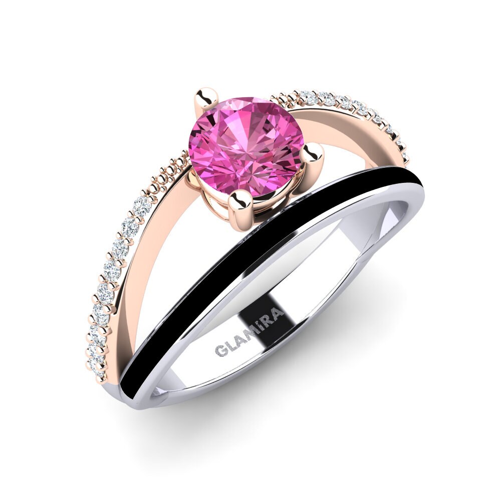 14ct White & Rose Gold Pink Topaz Ring Gryn
