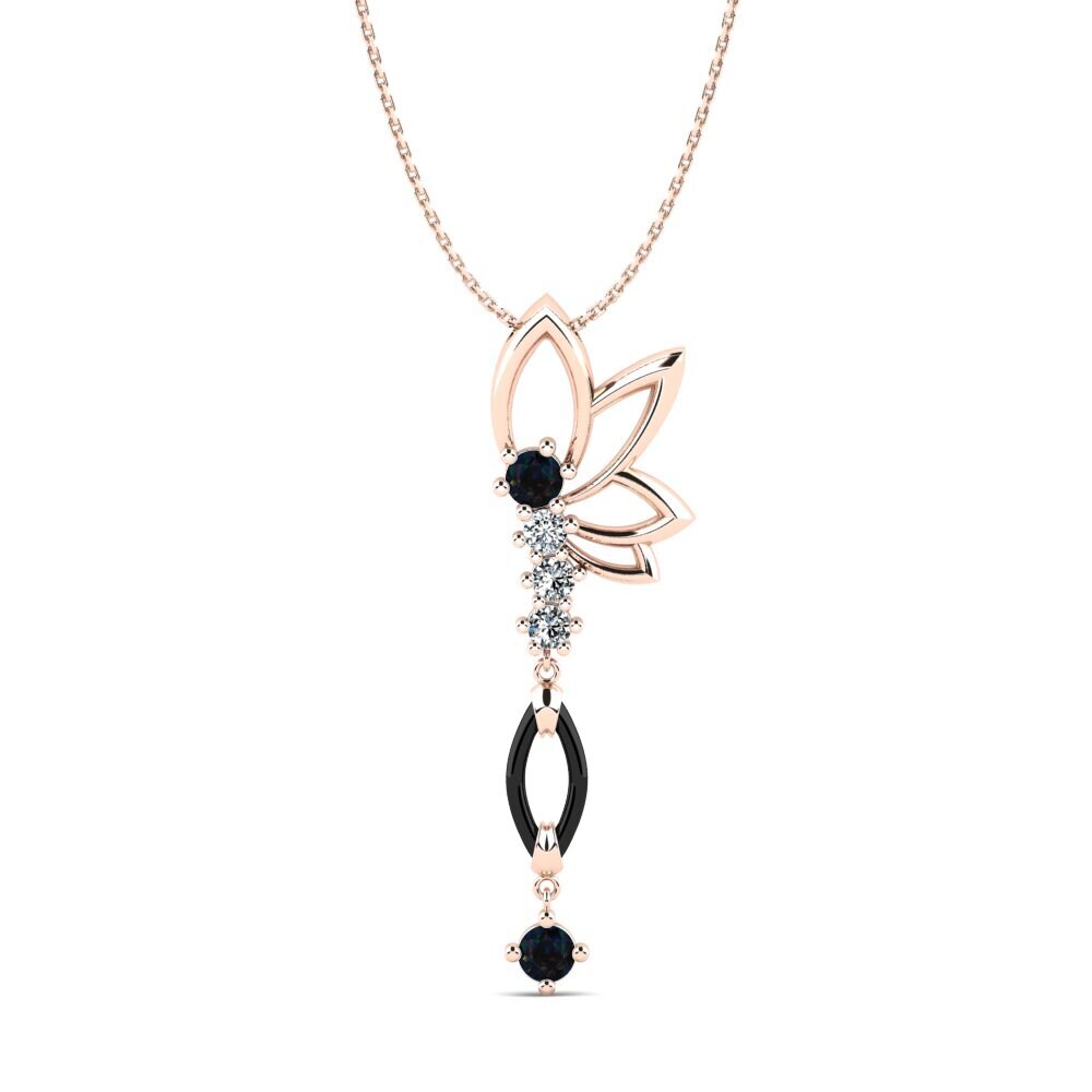 14ct Rose Gold Black Opal Women's Pendant Gudina