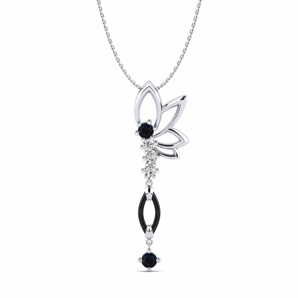White Silver Black Opal Women's Pendant Gudina