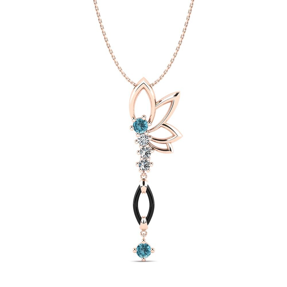 9ct Rose Gold Blue Zircon Women's Pendant Gudina