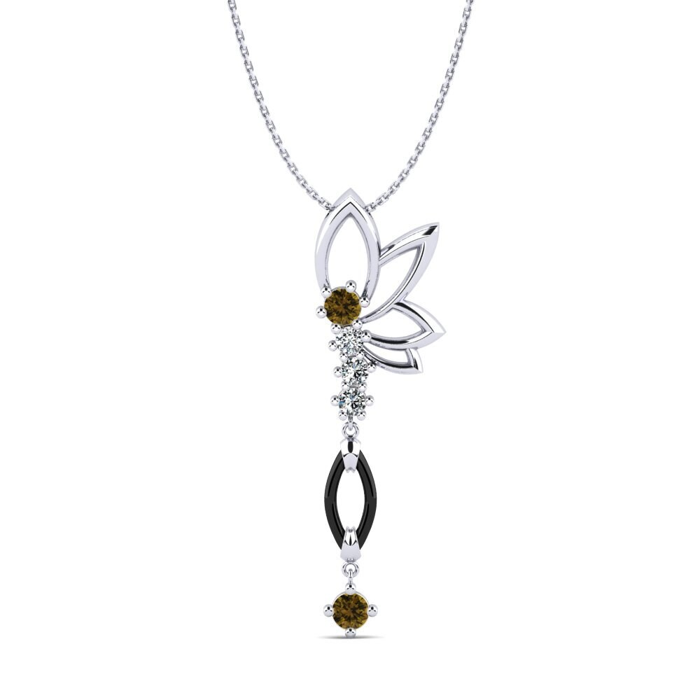 White Silver Brown Zircon Women's Pendant Gudina