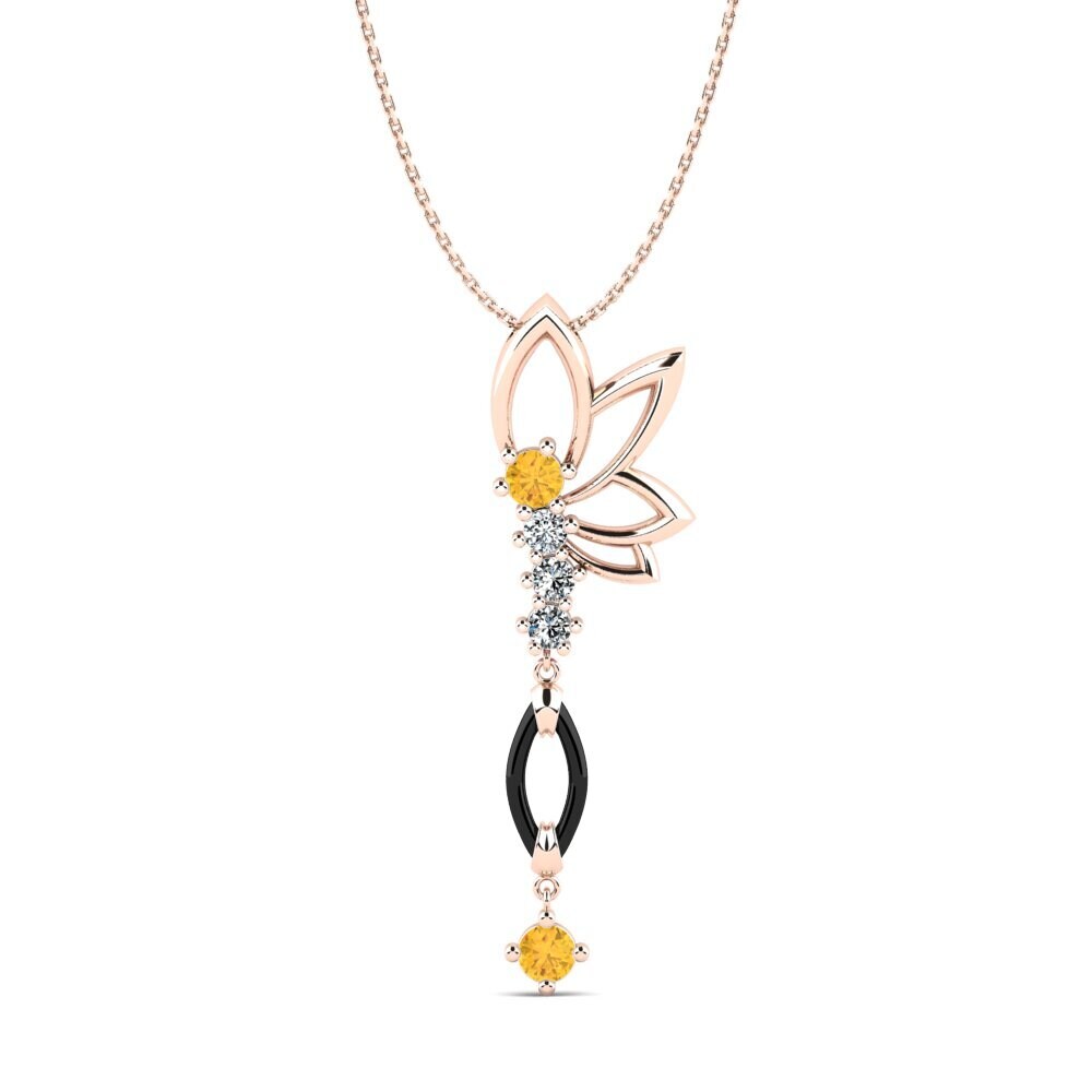 9ct Rose Gold Citrine Women's Pendant Gudina