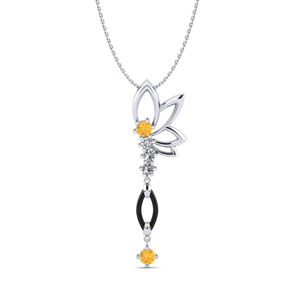 White Silver Citrine Women's Pendant Gudina
