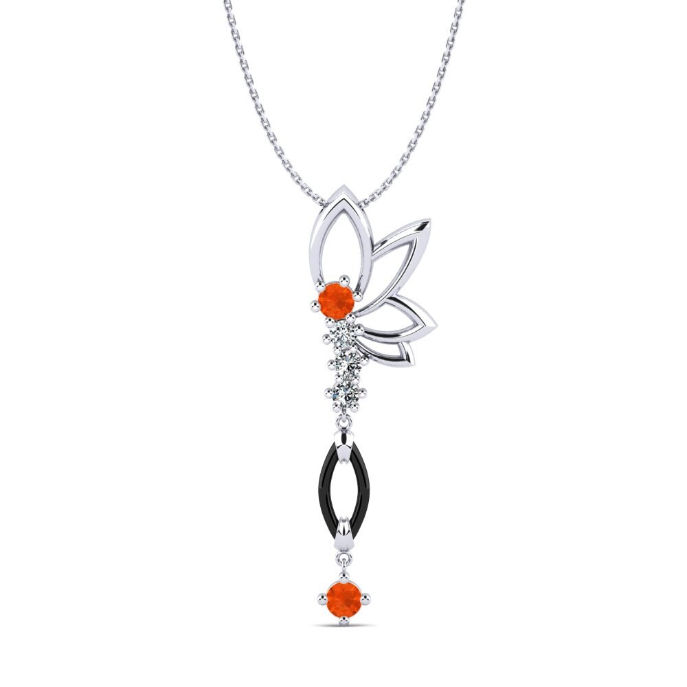 White Silver Fire Opal Women's Pendant Gudina