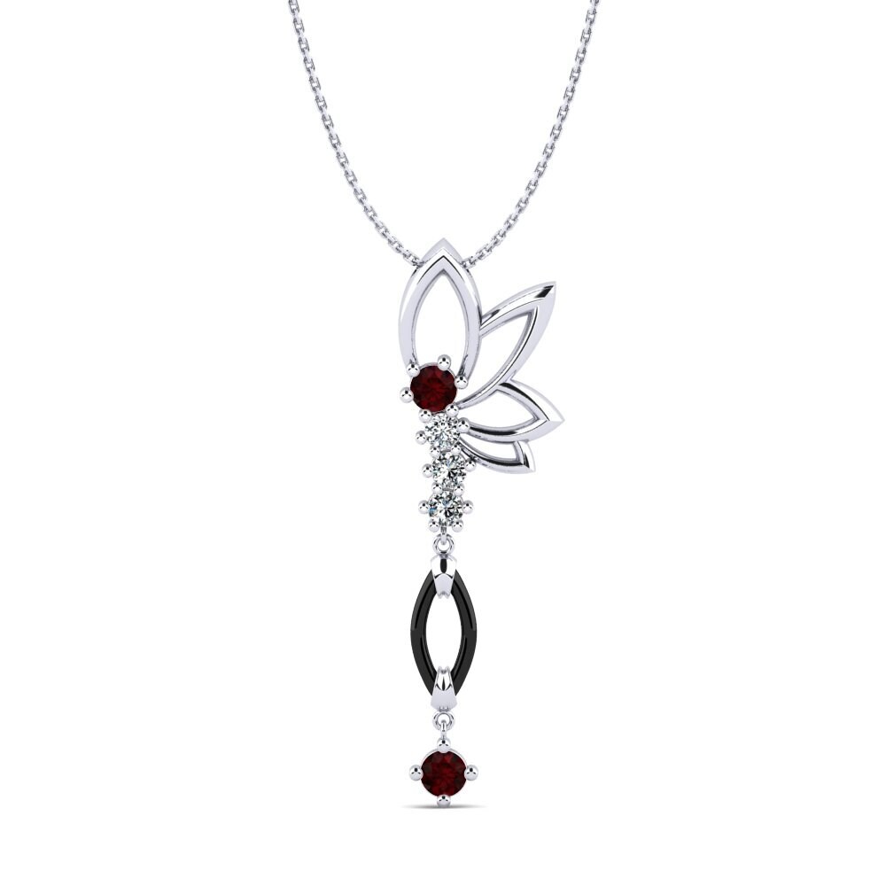950 Platinum Garnet Women's Pendant Gudina