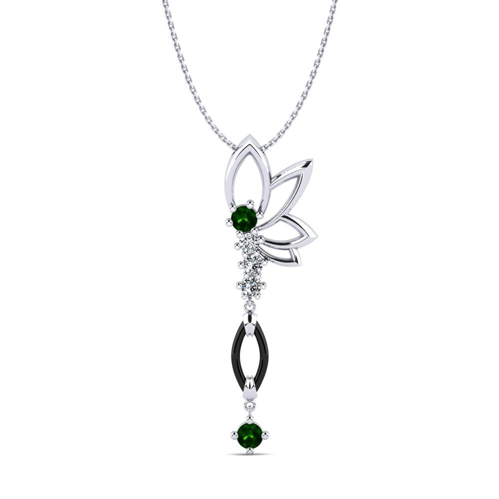 White Silver Green Tourmaline Women's Pendant Gudina