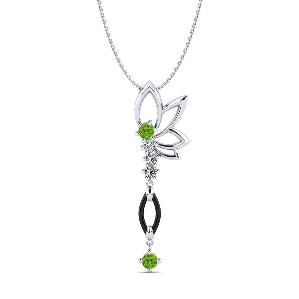 White Silver Peridot Women's Pendant Gudina