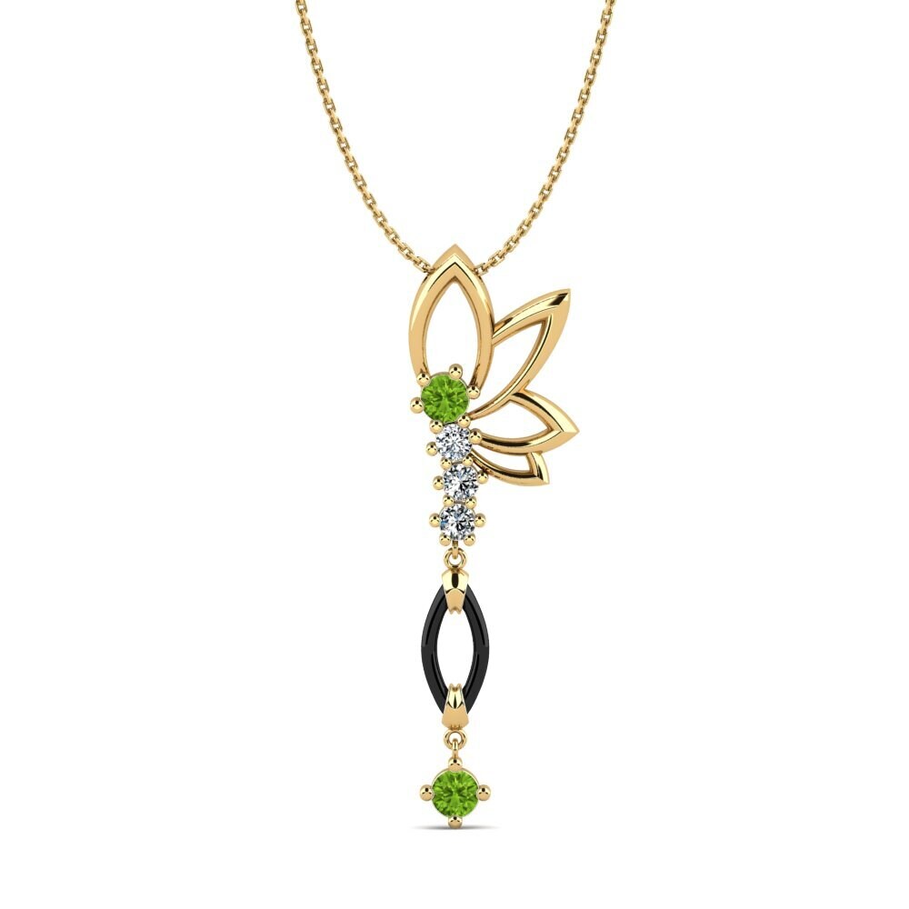 14ct Yellow Gold Peridot Women's Pendant Gudina