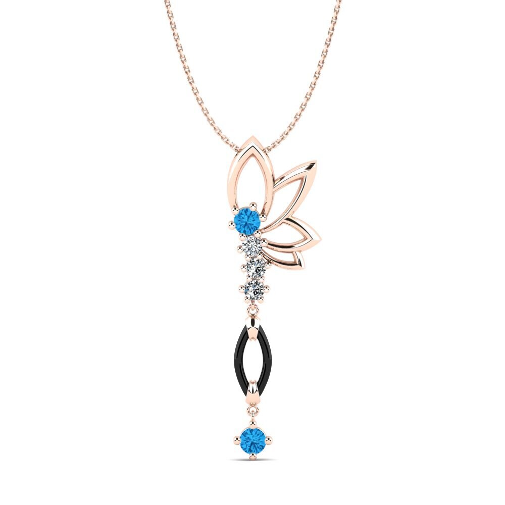 9ct Rose Gold Blue Topaz Women's Pendant Gudina