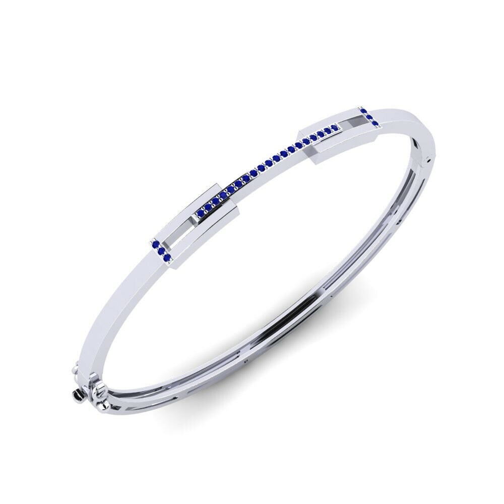 9ct White Gold Women's Bangle Guilloche - A