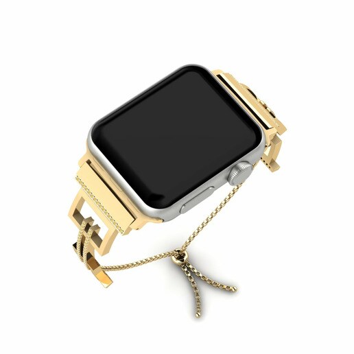 Dây đai Apple Watch® Guilloche - B Stainless Steel / 585 Yellow Gold & Kim Cương Vàng