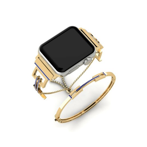 Apple Watch® Guilloche Set Stainless Steel / 585 Yellow Gold & Đá Sapphire