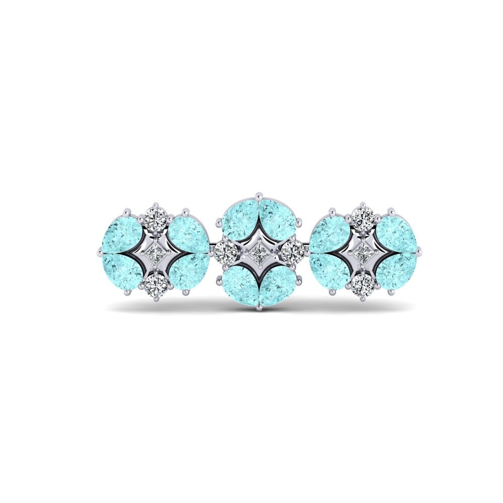 14ct White Gold Aquamarine Brooch Guise