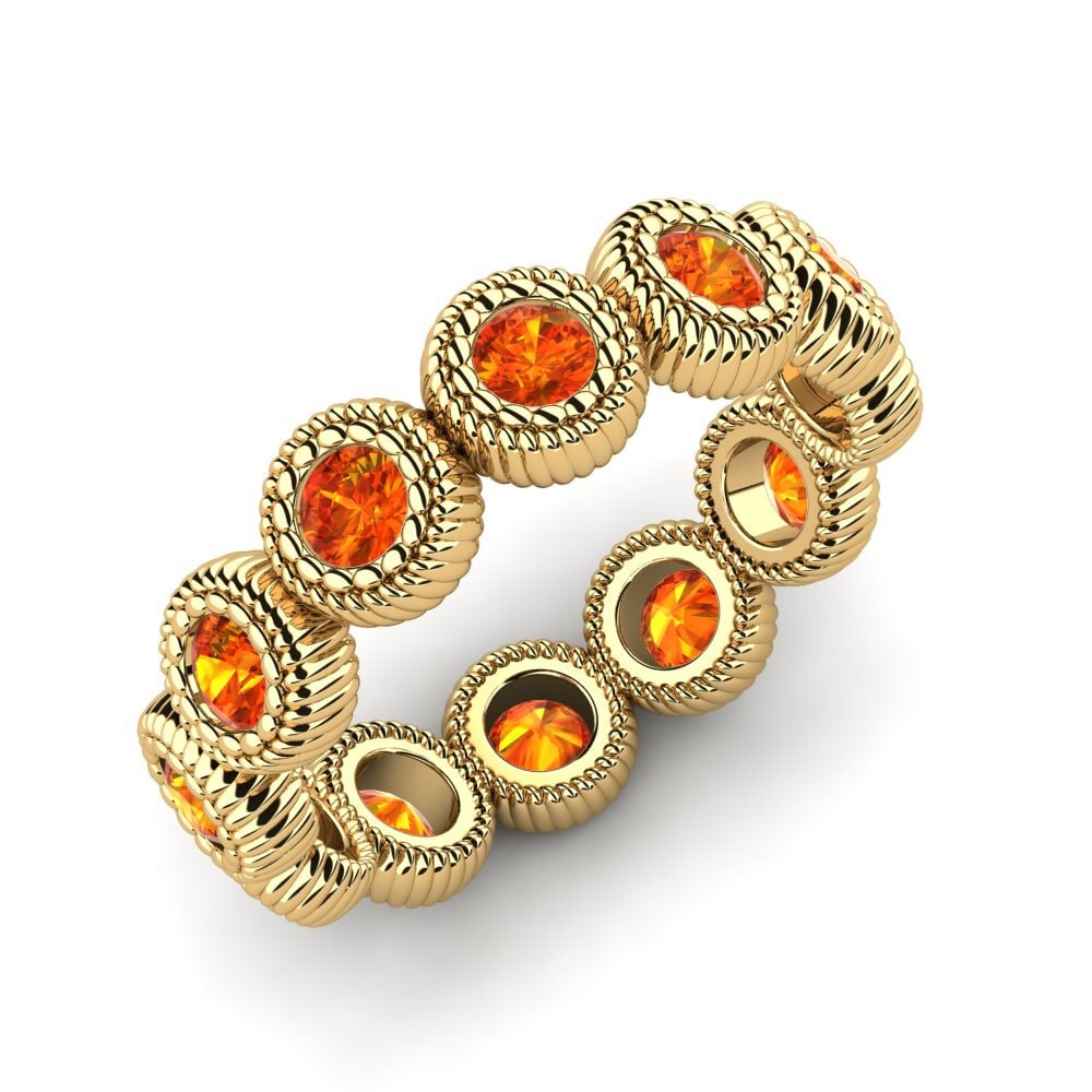 18k Oro Amarillo Zafiro Naranja Anillo Gummata