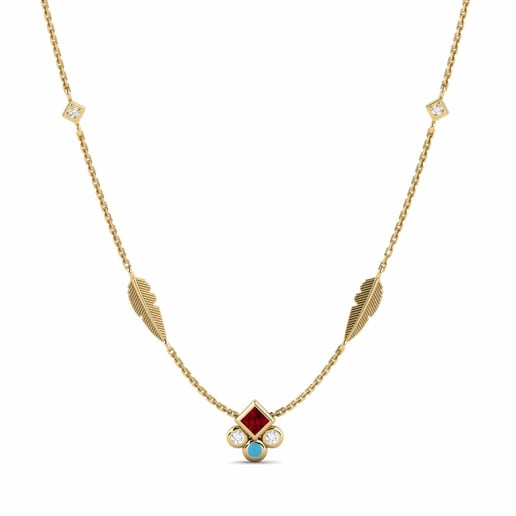 Necklace Gunstig 585 Yellow Gold & Ruby & White Sapphire