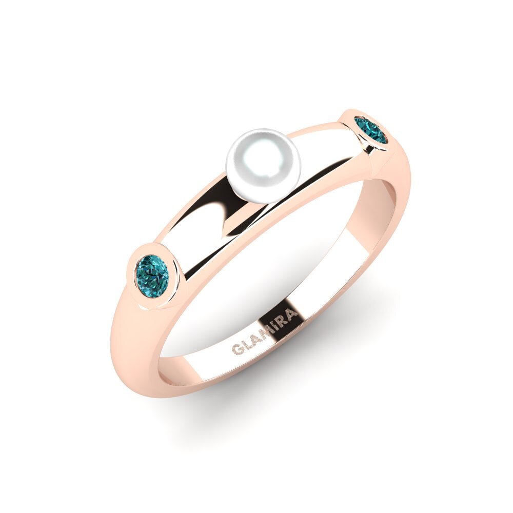 14k Oro Rosa Diamante Azul Anillo Gutxienekoa