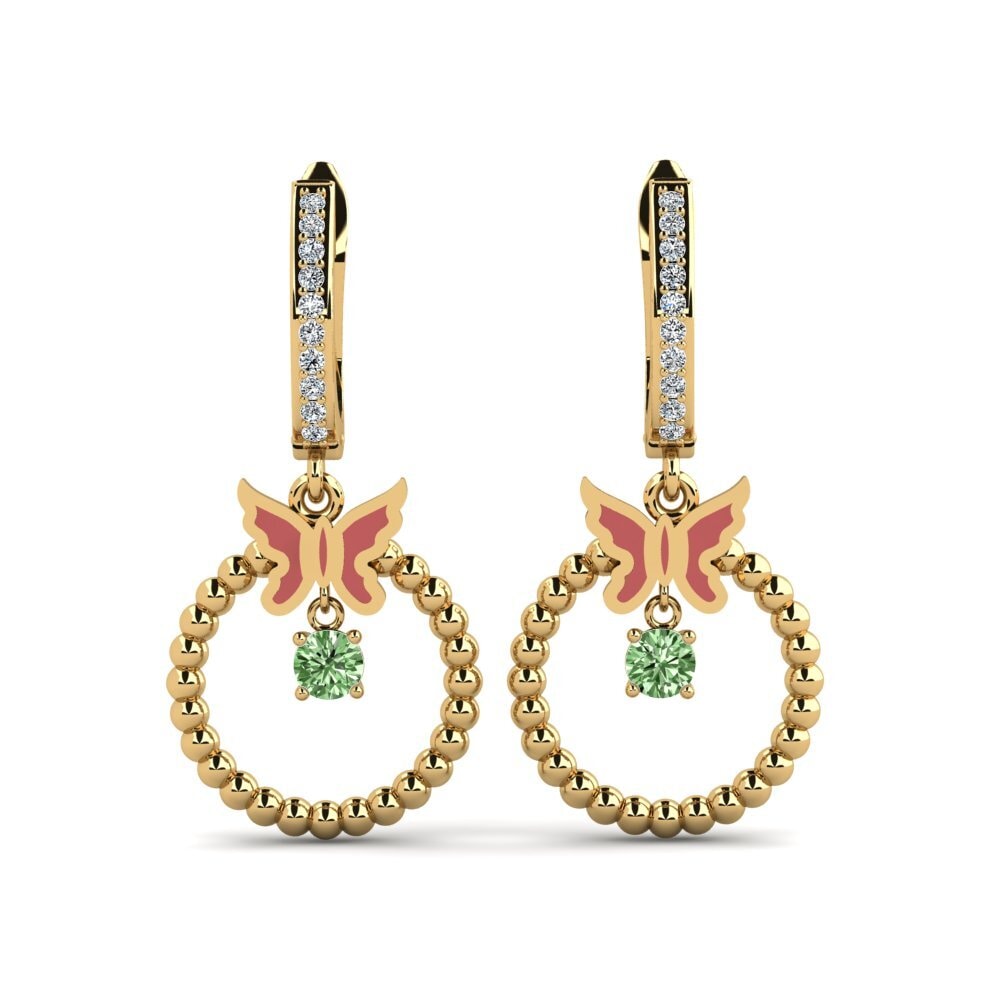 Pendientes Diamante Verde Gotas y cuelgan
