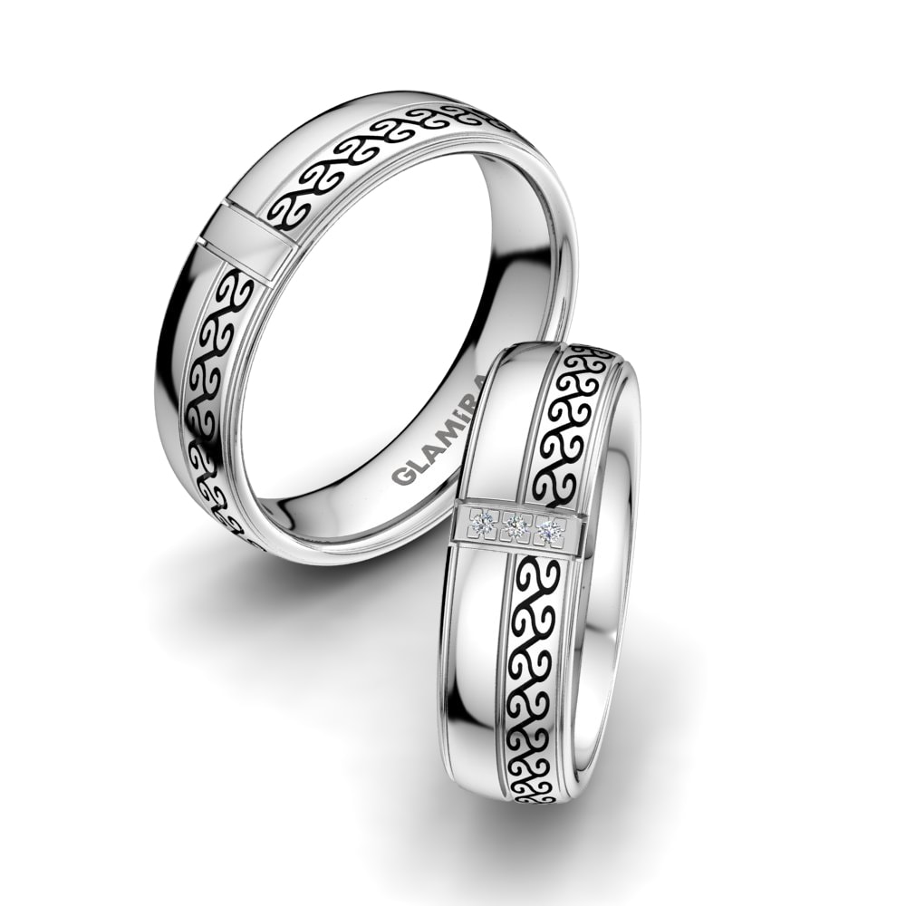 Argent Blanc Bague de Mariage Adore Queen 6mm