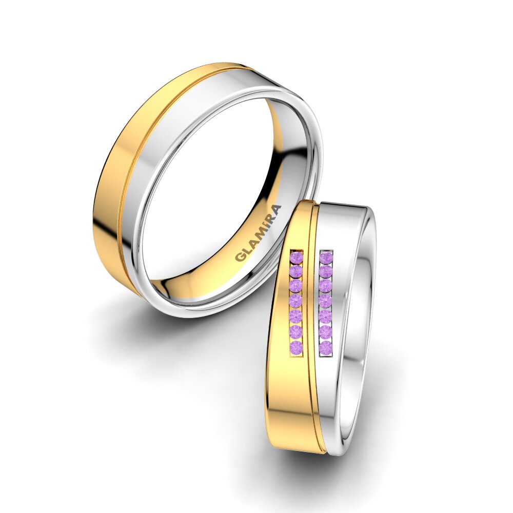 Amethyst Wedding Ring Amazing Flow 6 mm