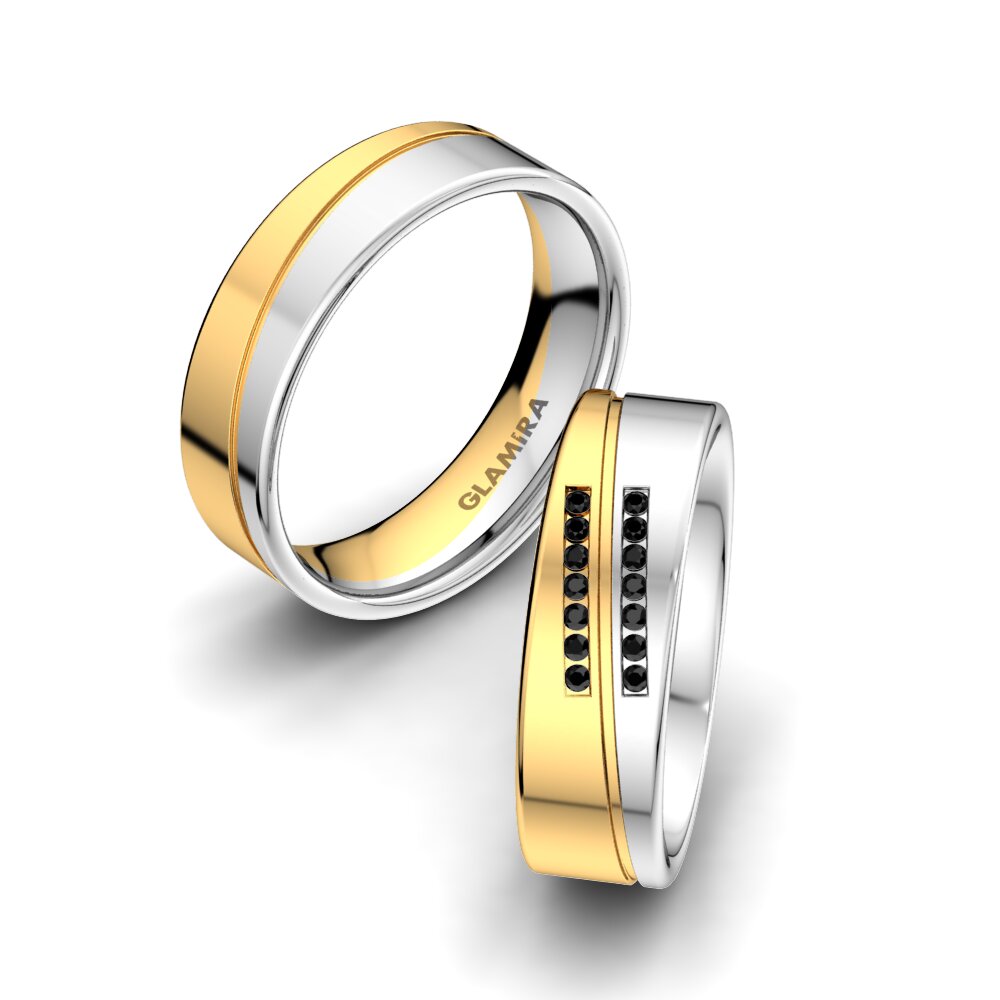 Ónix Negro Anillo de boda Amazing Flow 6 mm
