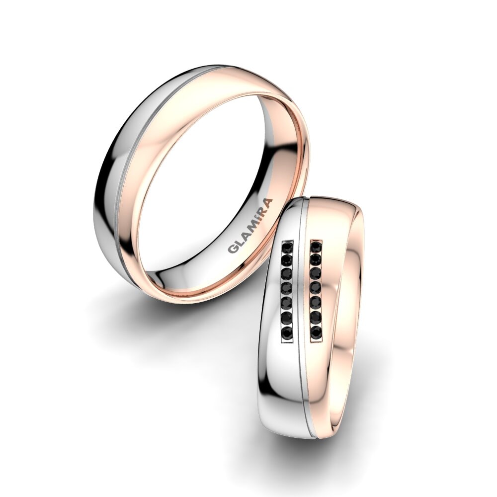 white_red-375 Safira negra Anel de Casamento Amazing Flow 6 mm